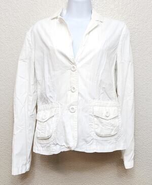 Classic Blues White 3 Button Notched Collar Blazer Small Lightweight Pockets